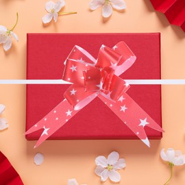 M METERXITY 100 Pack Gift Pull Bows - Basket Gift Wrap Bow Butterfly Knot Christmas Bows Gifts Bow Bulk Apply to Birthday Party (3.3inch Red)