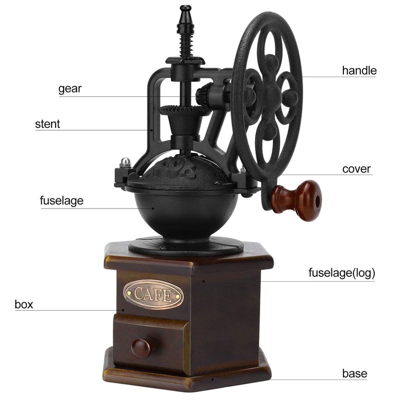 IMAVO Manual Coffee Grinder, Wooden Coffee Bean Grinder with Cast
