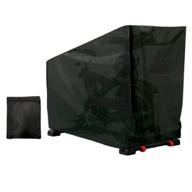 Exercise Bike Cover Outdoor Waterproof Stationary Bike Cover for Indoor & Outdoor, Dustproof Fitness Bicycle Cover Upright Cycling Protective Cover, Black, 56x48.5x22.9 In
