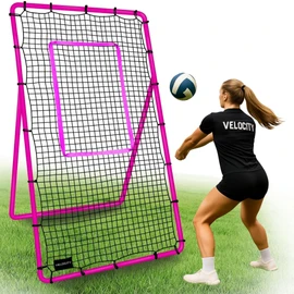 Volleyball Rebounder Pink, 7x4 ft Adjustable Volleyball Rebounder Net, Bounce Back Training Equipment, Net for Single Player, Durable & Portable with Travel Bag