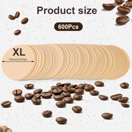 600pcs XL Replacement Coffee Filter Paper, Natural Round Coffee Filter Disposable Paper Filters Compatible with Aeropress Coffee Makers and Espresso-Style Coffee Maker