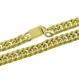 Bling Bling NY Men's Thick Heavy 14K Yellow Gold Plated Solid Stainless Steel Miami Cuban Link Oversize Chunky Big Chain Bracelet Box Lock 21mm Width Necklace 20-36 inches Bracelet 9-10 inches