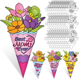 Hollowfly 36 Pcs Mothers Day Crafts for Kids DIY Flower Bouquet Kit Flower Crafts for Kids Toddler Gifts for Mothers Day Mother's Day Crafts for Kids Classroom Mothers Gifts from Kids Arts and Crafts