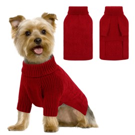 Preferhouse Dog Sweaters for Medium Dogs Girl, Turtleneck Long Sleeve Knitted Dog Sweater, Fall Winter Warm Pet Sweaters for Medium Large Dogs, Solid Pull-on Pets Sweatshirt Dachshund, Red M