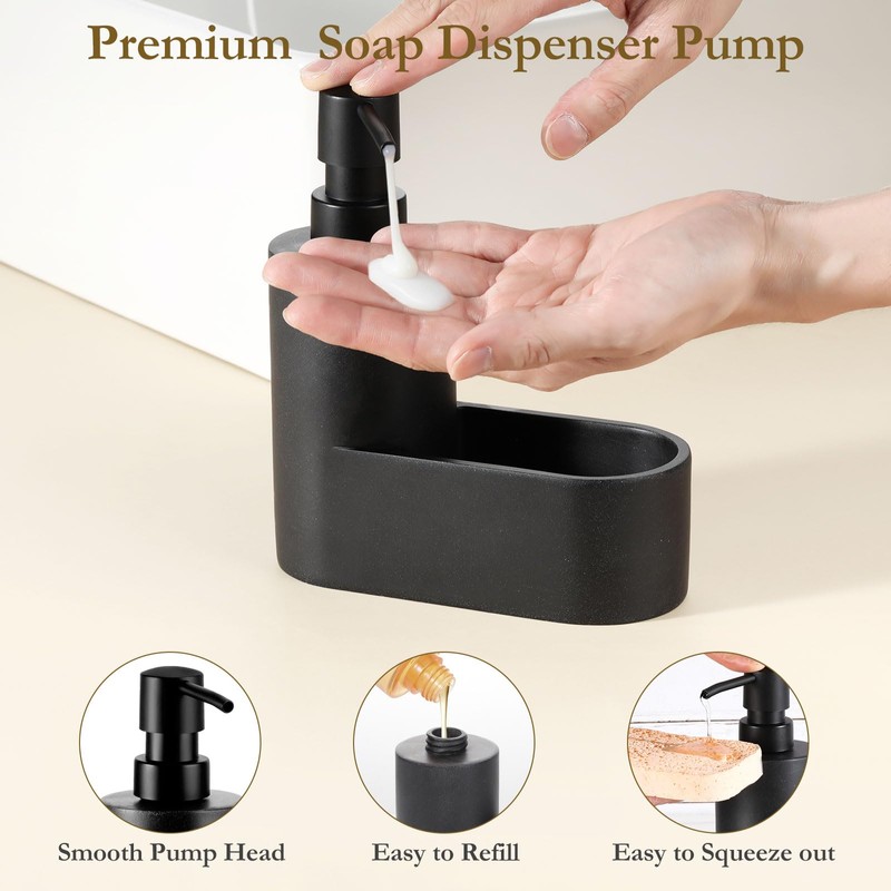Shinowa Dish Soap Dispenser with Sponge Holder, Refillable Kitchen Dish