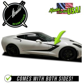BENINI DESIGN STUDIO Side C Hockey Stick Racing Stripe Vinyl Decal Black Blackout Compatible with 2014-2019 Corvette C7 Z06 C7 2014 2015 2016 2017 2018 2019 (Matte Black)