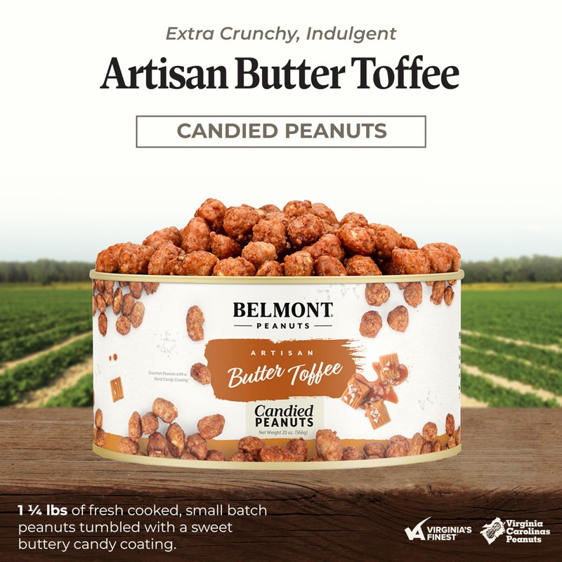 Belmont Peanuts Gourmet Butter Toffee Candied Peanuts, 20 oz (1