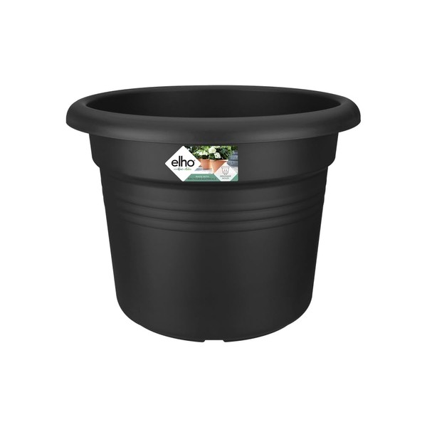 elho Green Basics Cilinder 35 - Flower Pot for Outdoor - Ø 34.3 x H 26.8 cm - Black/Living Black