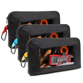 Foxrino 3 Pack Tool Pouch Zipper Bag, Heavy Duty Small Tool Bag with Clear Window, Multipurpose Storage Pouch for Tools, Gadgets, Cosmetics, Stationery, Travel Accessories