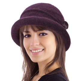 Women Winter Knit 1920s Vintage Bucket Bowler Hat Round Brim Warm Hat