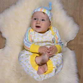 Beaming Baby Organic Cotton Hat, Stripes and Stars! (0-3 Months) Light Blue