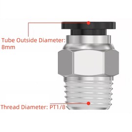 NACX 8mm G1/8 Push to Connect Fitting， PC8-01 Straight Pneumatic Quick Connectors，Air Hose Fittings, 20Pcs