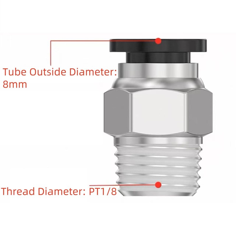 NACX 8mm G1/8 Push to Connect Fitting， PC8-01 Straight Pneumatic