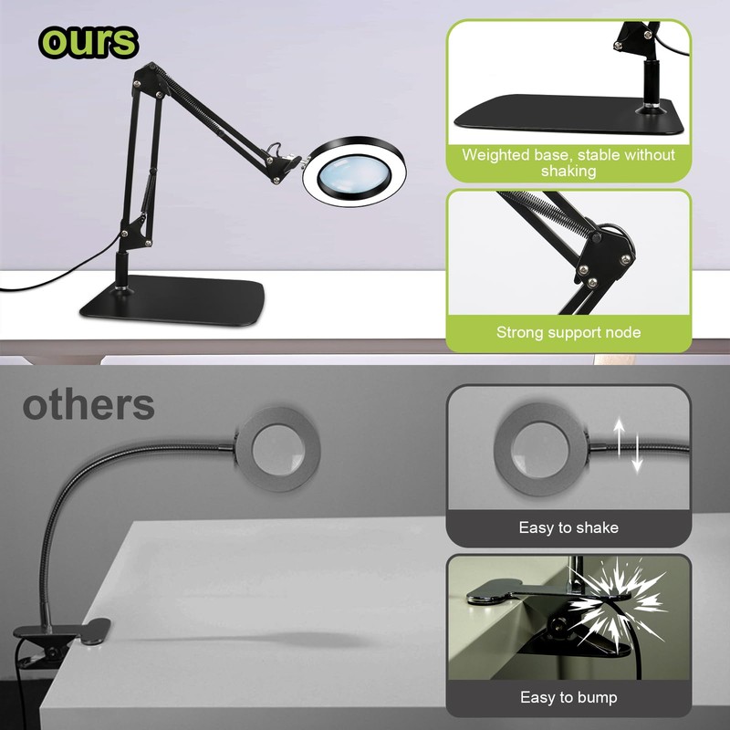 Zhiwei 10x Magnifying Glass with Light and Stand, 3 Color