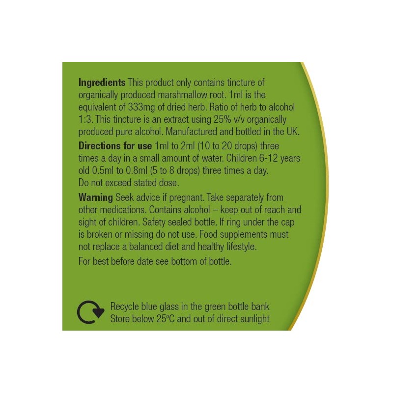 Organic Herbal Remedies Marshmallow Root Tincture, 100 ml