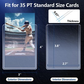 32ct Card Sleeves Hard Plastic, EDUDIIU 3" x 4" Top Loads for Cards, 35PT Hard Card Protectors, Rigid Toploads Hard Plastic for Yugioh, Baseball, Sports Cards