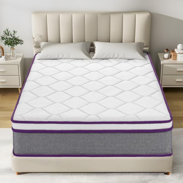 Full Size Mattress, 10 Inch Hybrid Mattress with Cool Gel