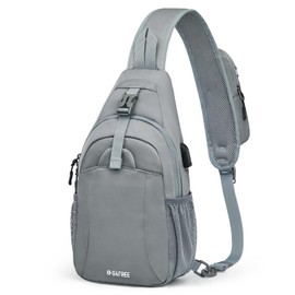 G4Free Sling Bag RFID Crossbody Sling Backpack with USB Charging Port, Travel Hiking Daypack Shoulder Chest Bag for Women Men(Gray)