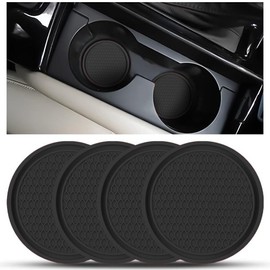 4 Pack Car Cup Holder Coasters, Universal Auto Cup Holder Insert Coaster,Non-Slip Vehicle Cup Mats for Women Men, Vehicle Interior Accessories Universal for Most Cars Trucks (Black)