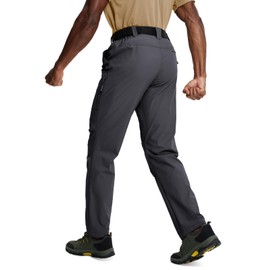 Zoofly Mens Lightweight Nylon Pants Waterproof Quick Dry 6 Pockets Stretchy Elastic Waist Comfy Hiking Fishing Hunting (Dark Grey, 42W*34L)