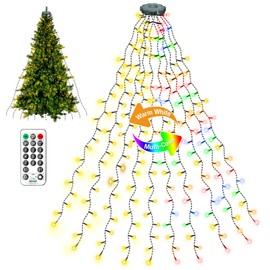 litogo Christmas Tree Lights Mains Powered, 2M 400 LEDs Xmas Tree Lights with Remote Control, Warm White + Multicolor 2 in 1 Tree Lights for Indoor and Outdoor Decoration