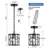 Modern Crystal Pendant Light,Black Chandelier Light Fixture, Cylinder Adjustable Height