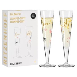 Ritzenhoff 6031004 Champagne Glass 200 ml - Goldnacht Duett F23 Series - 2 x Designer Piece with Real Gold - Made in Germany