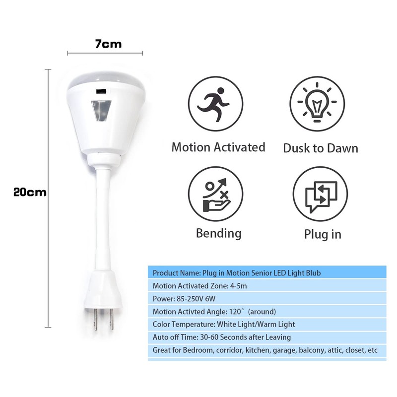eyesfon Plug in Motion Sensor Night Light, LED Infrared Sensor