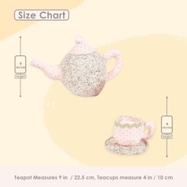 MON AMI Floral Tea Set Stuffed Toy Set - 1 Teapot and 2 Tea Cups | Tea Party Set for Toddlers | Pretend Play Toys for Children