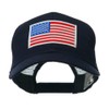 6 Panel Mesh American Flag White Patch Cap - Navy