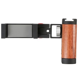 Amykite Foldable Smartphone Grip Mount with Wrist Strap, Compatible with 1/4” Standard Screw Selfie Stick for Tripod and Cold Shoe Port for Fill Light and Microphone, Compatible with All Smartphones