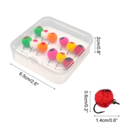 Fly Fishing Flies Kit, 24Pcs Trout & Salmon Eggs Flies Glowing Bug Egg Floating Fly Lure with Storage Box for Bass Trout Salmon Fishing