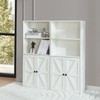 Puntogen 4 Tier Bookcase with Doors, White Bookshelf & Wide
