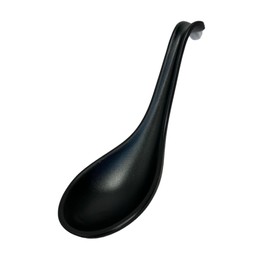 Asian Style Curved Soup Spoon Chinese Won Ton Style Spoons Melamine Soup Spoons 6 Inch Length Pack of 12 Home Kitchen Restaurant Use Durable (Matte Black)