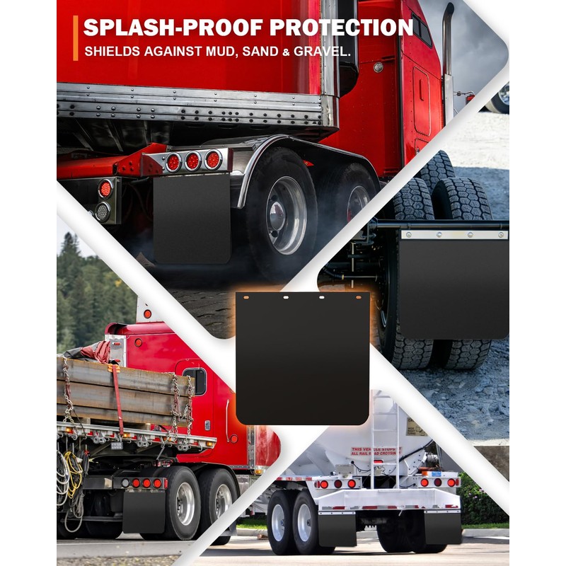 TIROL 24"x24" Mud Flaps for Semi Trucks - Heavy Duty