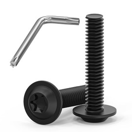 Wavanta 20Pcs M4 Bolts, M4 x 20mm Flanged Button Head Screws, Torx Bolts, 304 Stainless Steel, Fully Threaded, Black Oxide with Torx Key