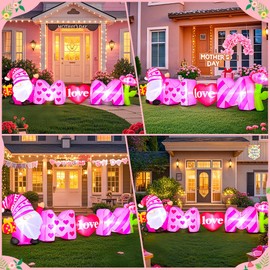 8FT Mothers Day Inflatable Outdoor Decoration, Built in LED Lights Mothers Day Blow Up Yard Decoration for Holiday Party, Indoor, Outdoor, Garden, Yard Lawn Decor