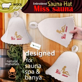 Wool Sauna Hat for Women Miss Sauna Protect Hair - Banya Hat for Men - Felt Wool 100% Natural - Sauna Hair Protector