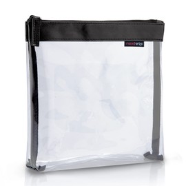nex|trip Set of 2 Transparent Toiletry Bags for Liquids, Hand Luggage, Cosmetic Bag Transparent for Aeroplane, Travel Set, Cosmetic Bag, Black - Single Pocket