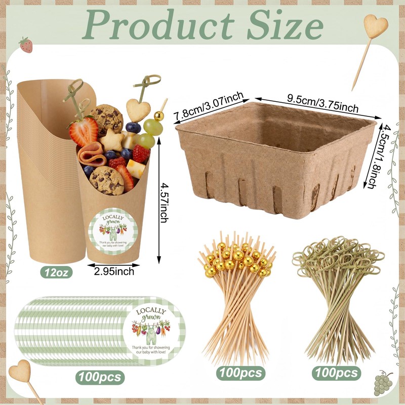 Domensi 405 Pcs Locally Grown Baby Shower Farmers Market Decorations