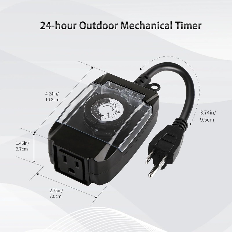M EGA MEGACUBE Outdoor Timer Outlet Waterproof, 24 Hour Mechanical