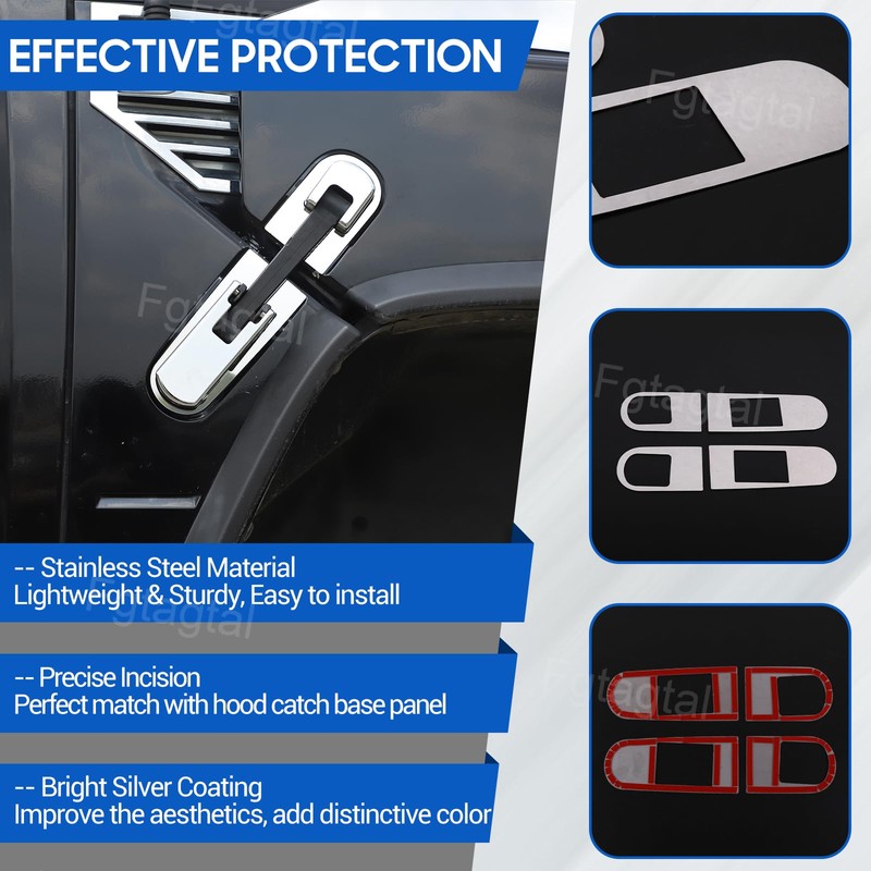 Compatible with Hummer H2 2003-2009 Hood Latch Base Covers, Stainless