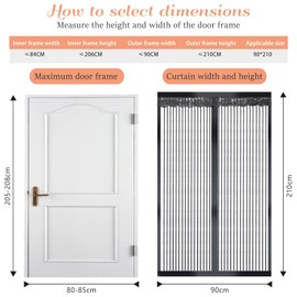 Fly Screens for Doors JANORS Magnetic Fly Screen Door, Magnetic Soft Screen Doors, Encrypted to Prevent Bug, Full Frame Magic Tape, Magnet Silent Closure, No Punching 80×200cm (Stripe)