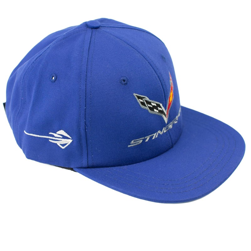 Corvette C7 Blue Stingray Cap, with Embroided Flag and Stingray