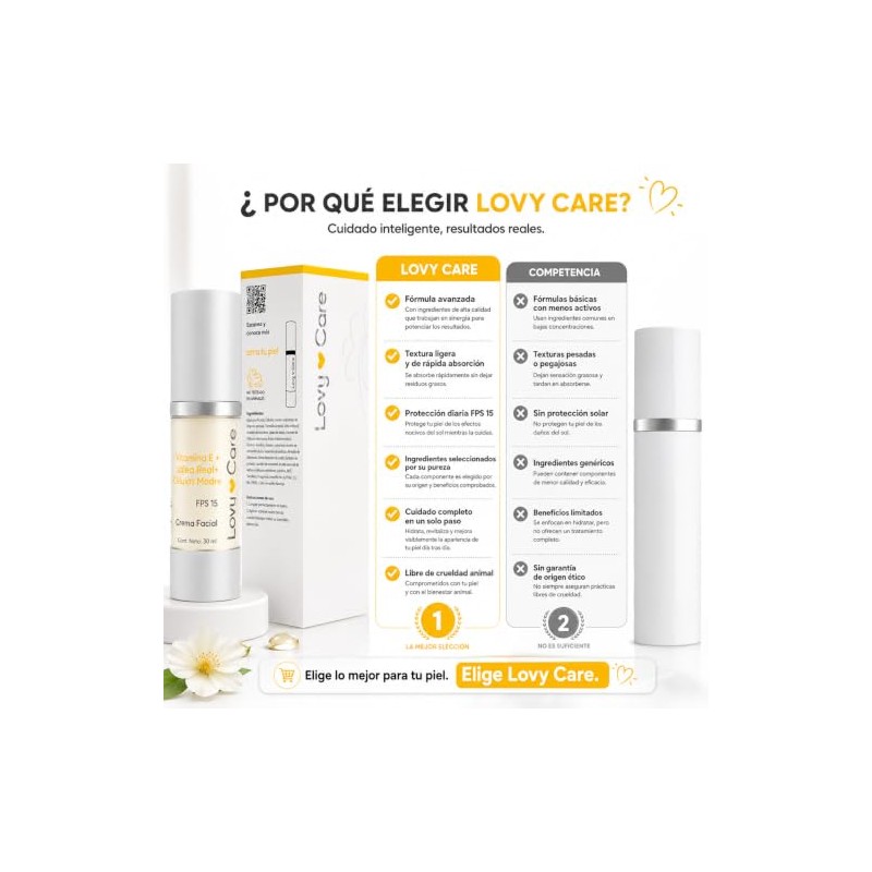 LOVY CARE Crema Facial con Vitamina E, Jalea Real y