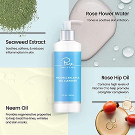 Pure Daily Care- Limpiador en gel Natural Balance (8 oz) Limpiador diario suave y refrescante de grado clínico Clean Beauty