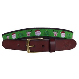 No27 Christmas Season Leather Style Belt, Ribbon Belt, Webbing Belt, Santa Belt