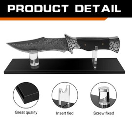 2 Pcs Acrylic Knife Display Stand, Knife Holder, Knife Display Case for Fixed Blade Knife Collection Display, Single Knife Display Stands for Displaying Most Knives