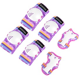 BOSONER Kids Roller and Skating Pads: Knee Pads and Elbow Pads for Kids 3-15 - Protection Gear for Girls/Boys, Purple Star