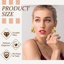 Nosiny 9 Pairs Gold Chunky Hoop Earrings Set for Women Gold Plated Thick Open Twisted Huggie Hoop Earring Jewelry for Gifts(Gold)